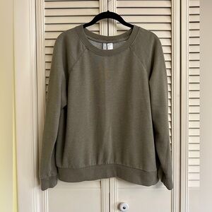 DIVIDED, WOMENS SWEATSHIRT. LONG SLEEVE, PULLOVER IN SAGE GREEN. SIZE L